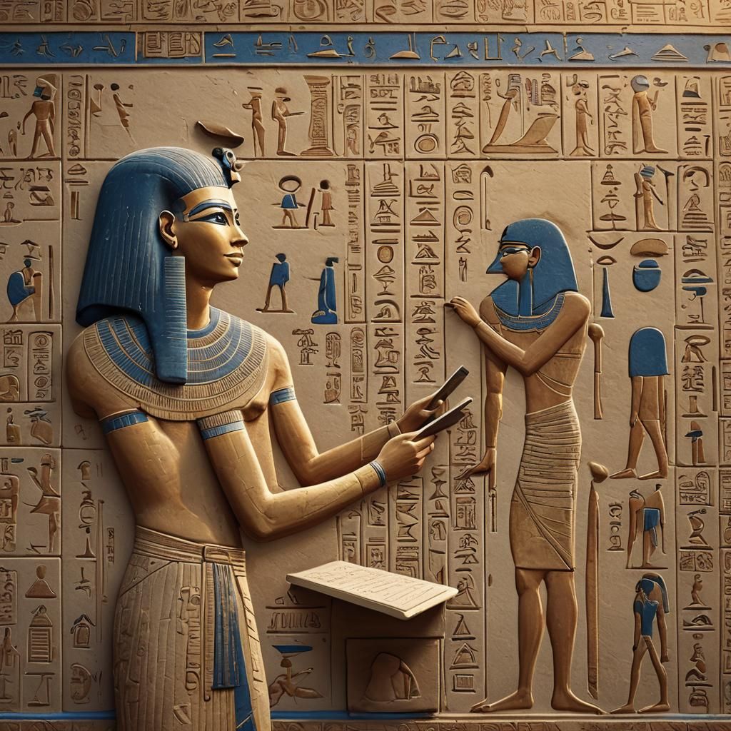 Ancient Egyptian Scribe Writing Hieroglyphs: Photorealistic ...