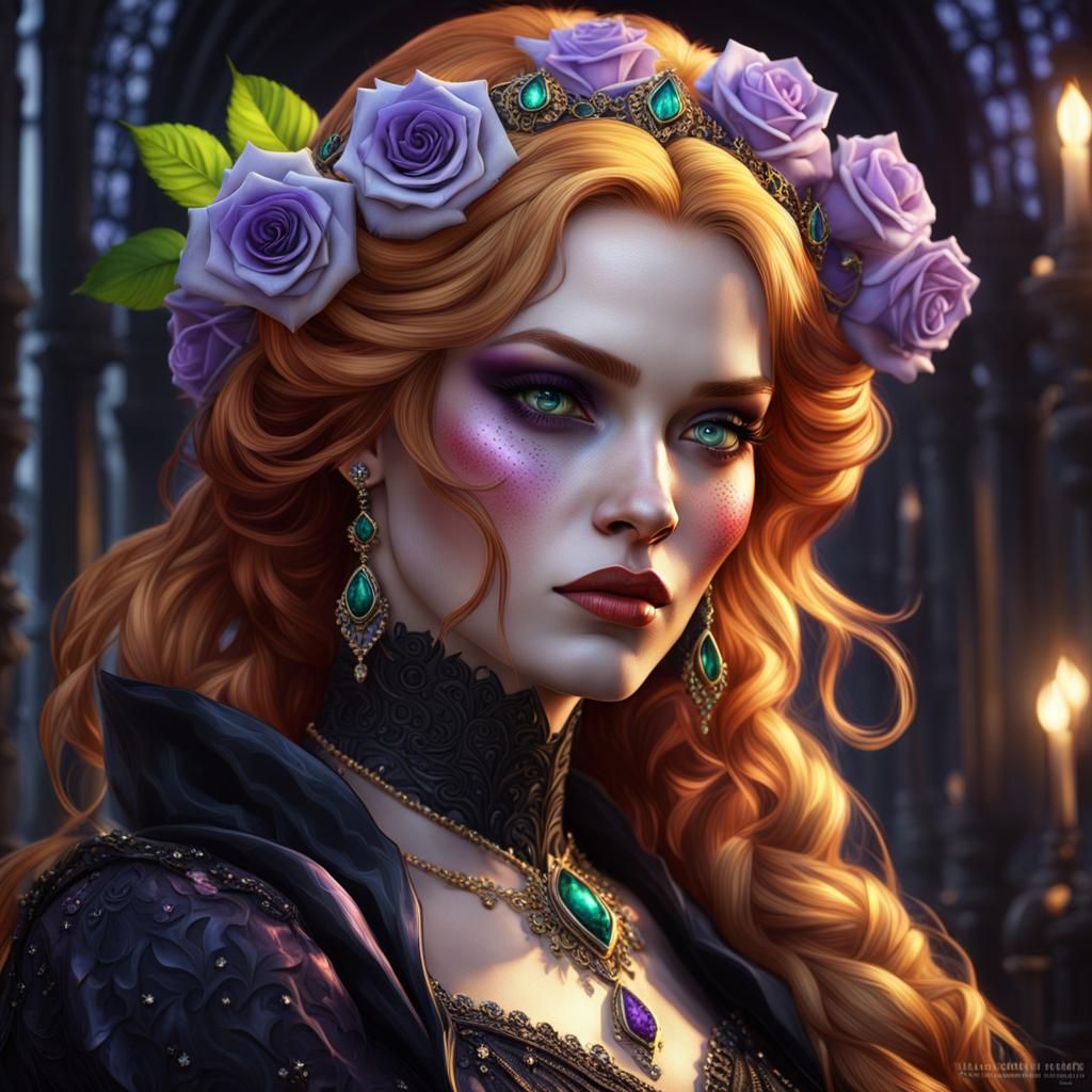 Gothic Young Woman Portrait in Dark Fantasy Style