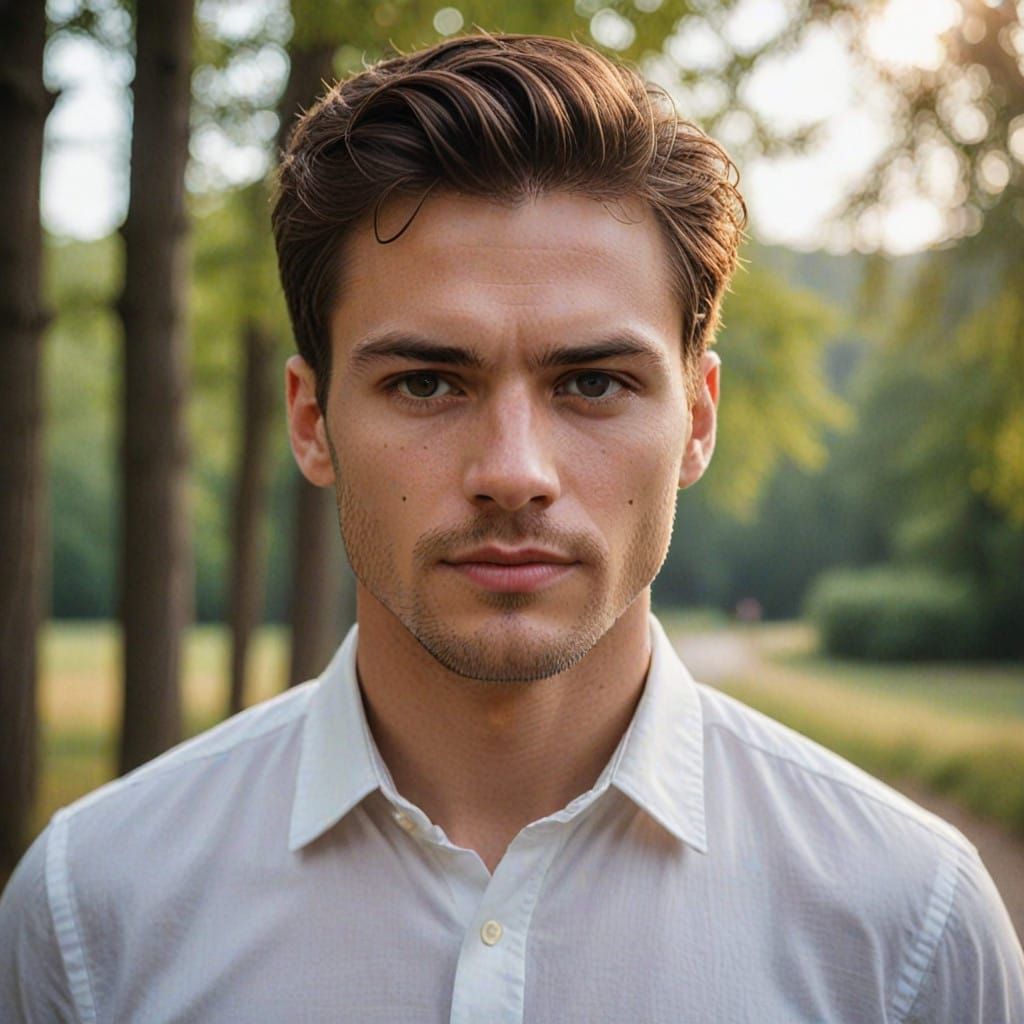 Chiseled Male Model in Natural Setting