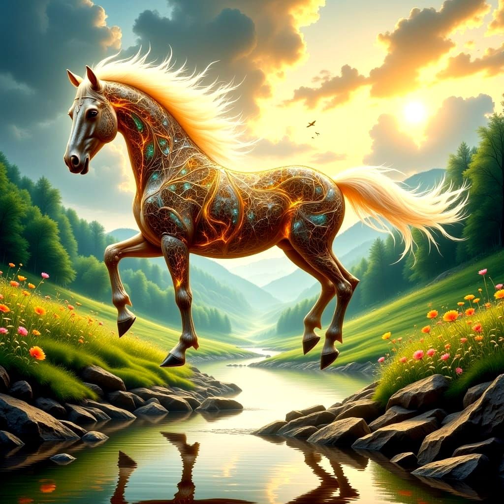 Ethereal Galloping Steed in Mud and Jewels