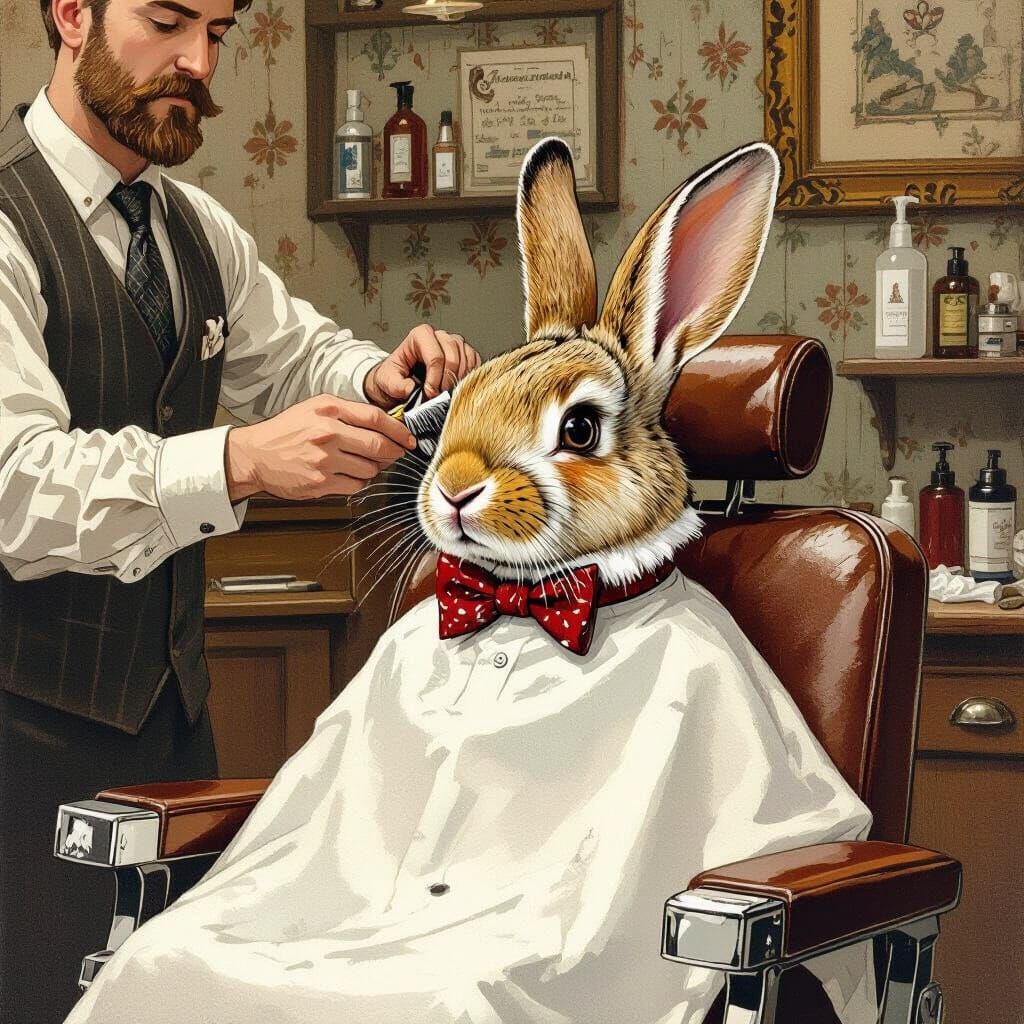 Bunny's Barber Shop Visit: A Whimsical Shave