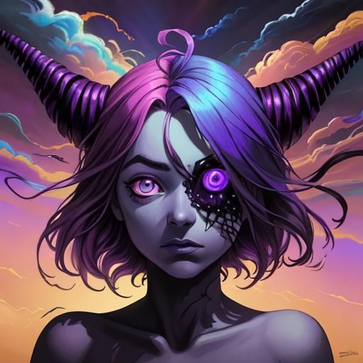 One-Eyed Purple People Eater in Surrealist Style