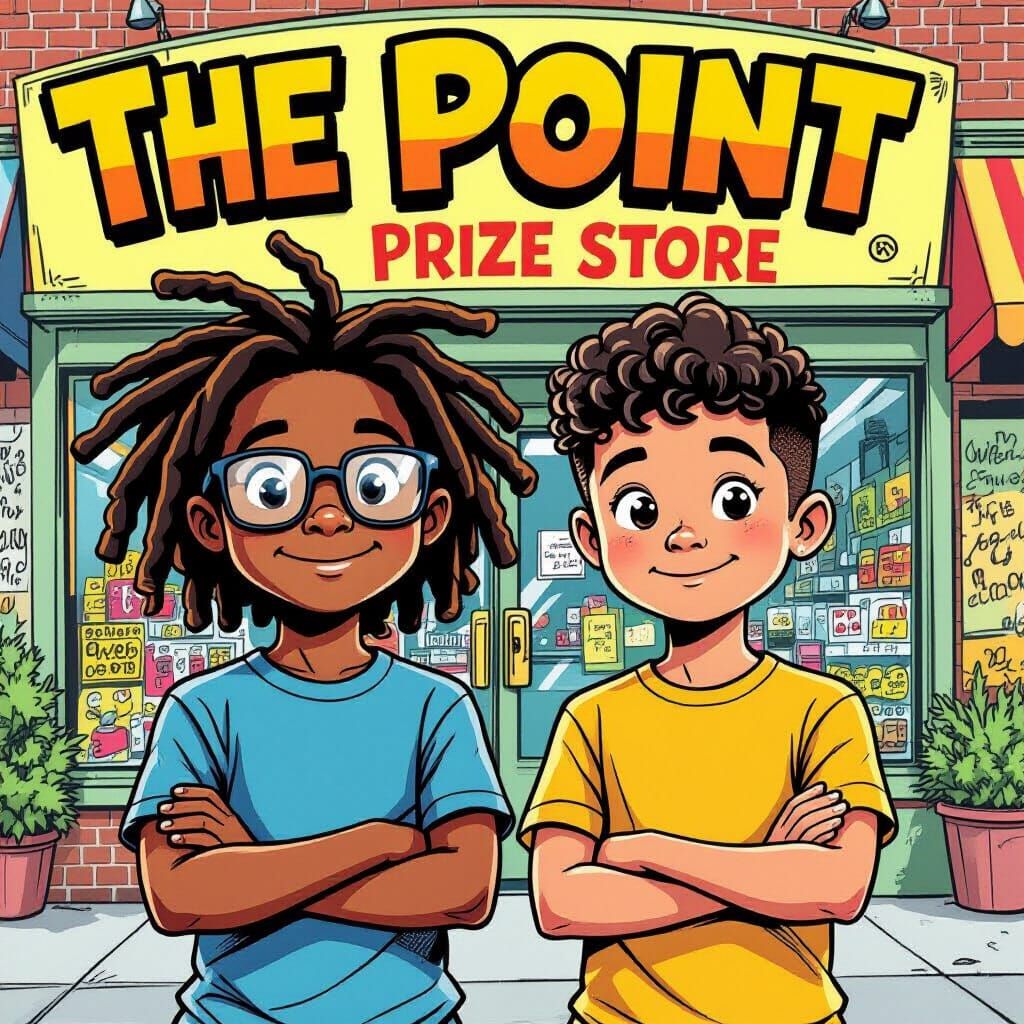 Children Celebrate Victory: A Vibrant Comic Book Portrait