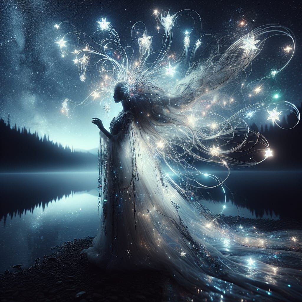 Celestial Starlight Spirit in Starlit Night