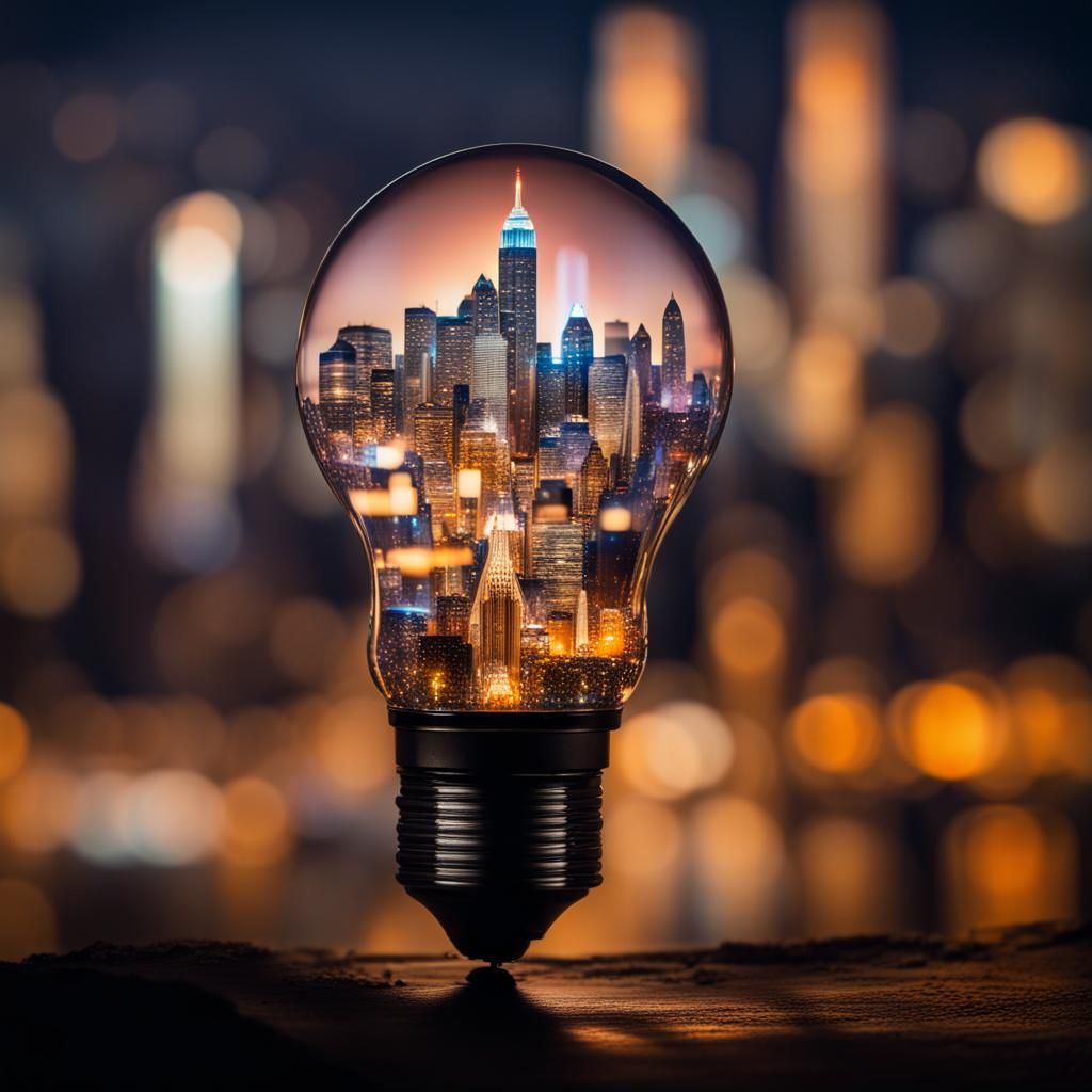 City Inside Lightbulb with Astral Cascade