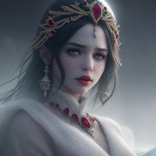 Snowman with Ruby Eyes in Digital Matte Painting