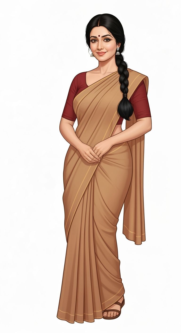 Elegant Indian Woman in Saree, Studio Portrait