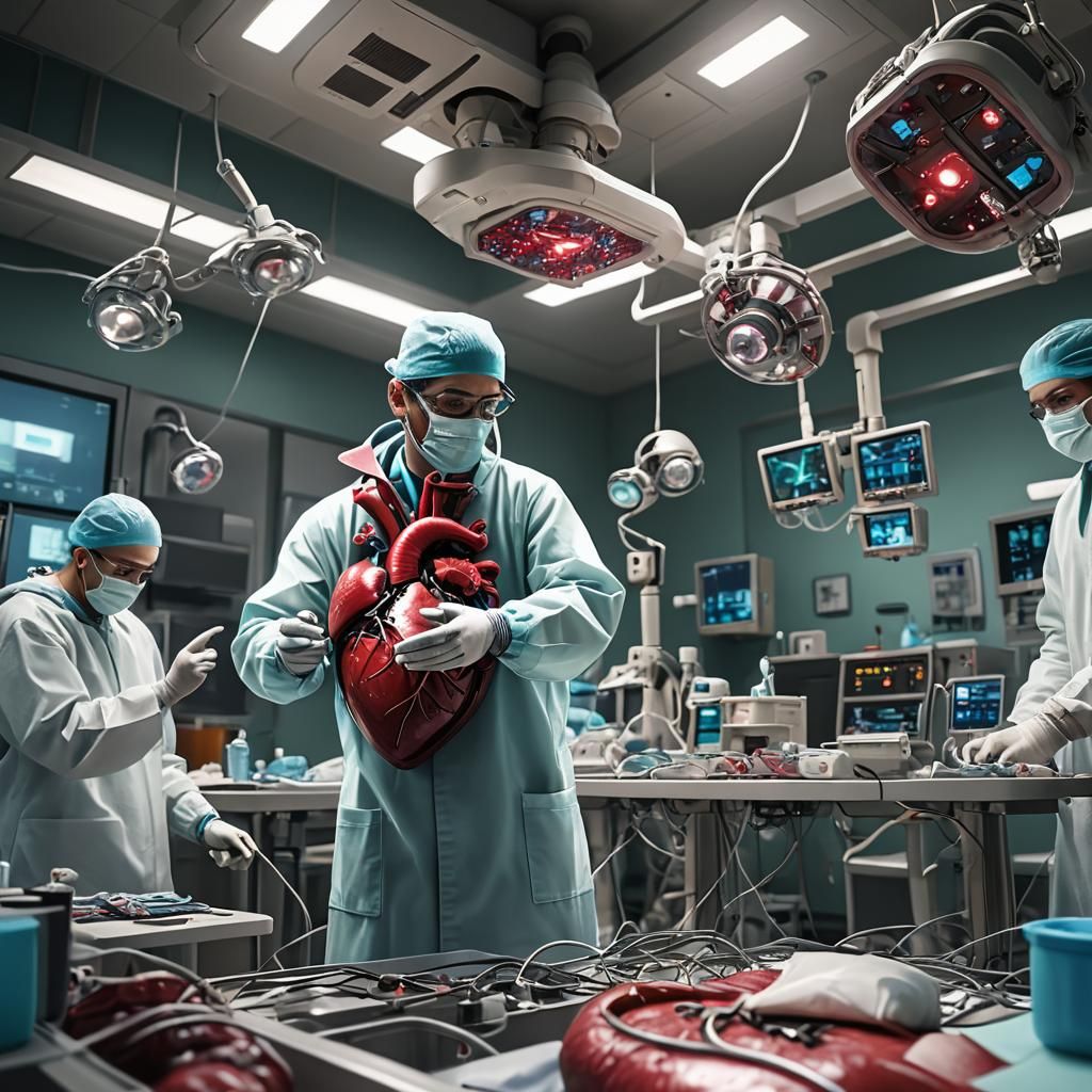 Heart surgeon during heart transplant