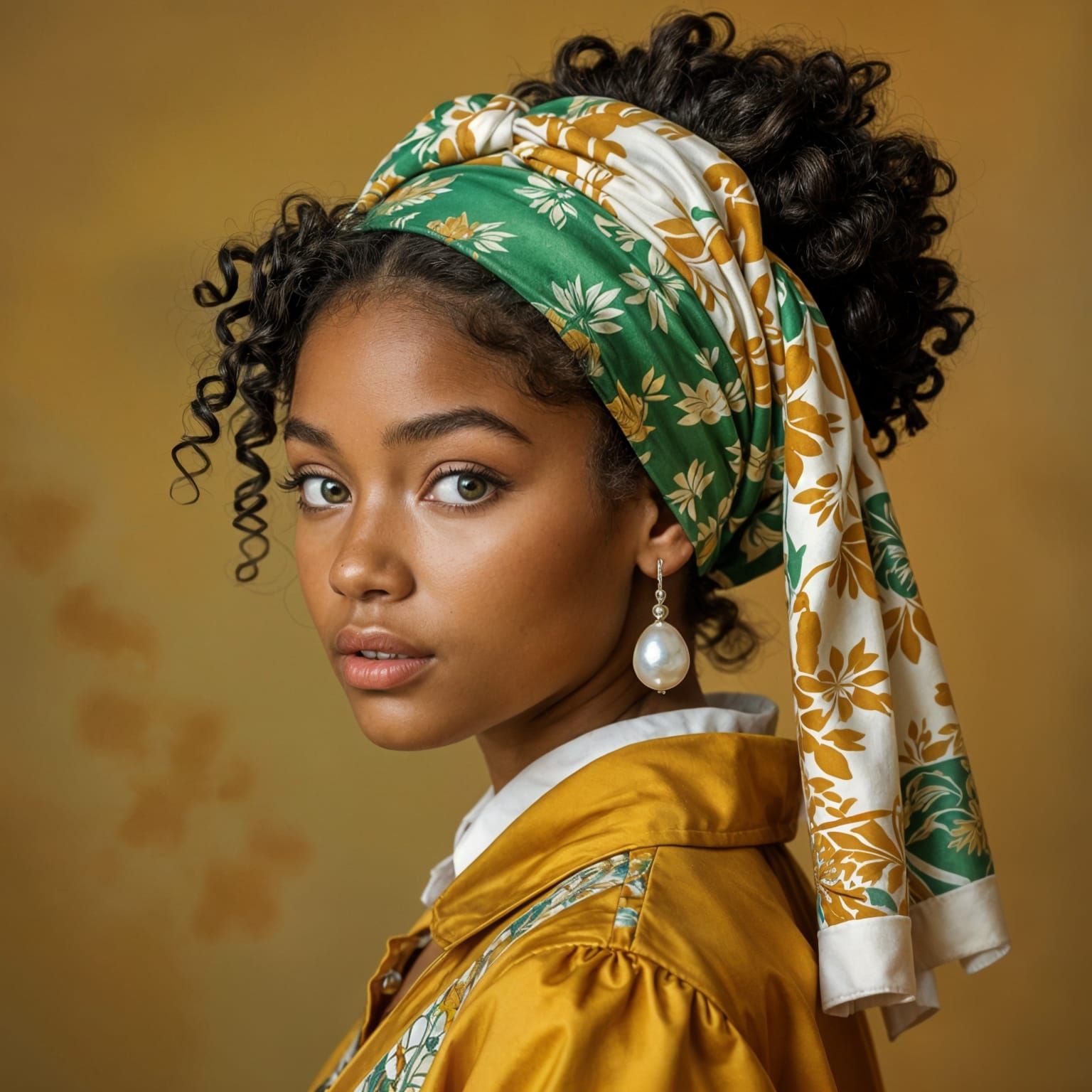 Afro-American Girl with a Pearl Earring in 8K