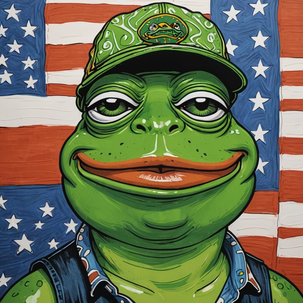 Redneck Frog Caricature in Cartoon Style