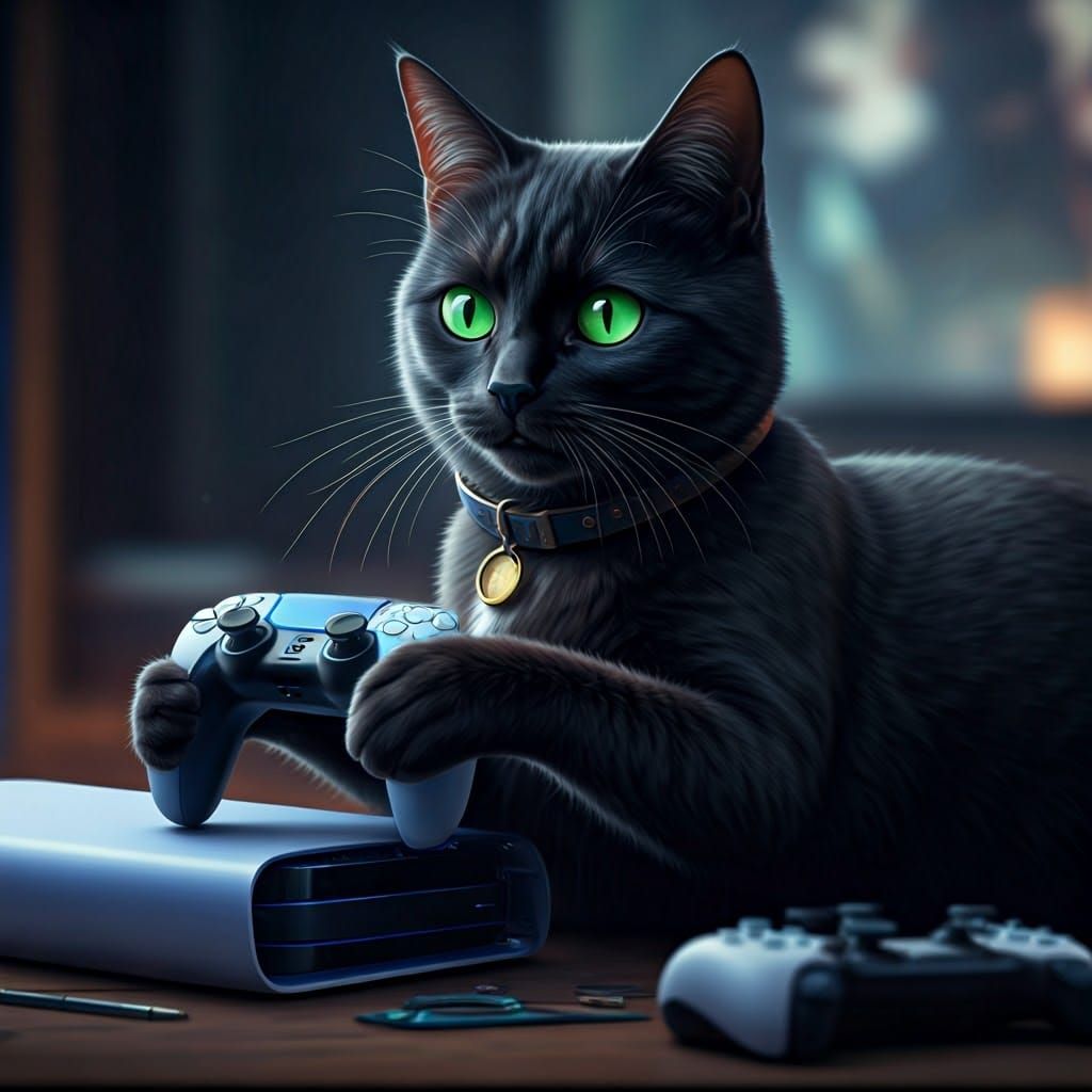 Hyperrealistic Cat Gaming on PlayStation 5