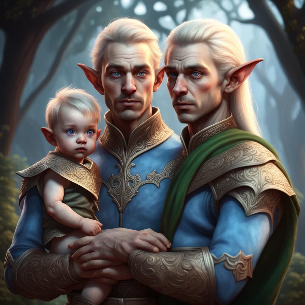 Epic Elf Kings Family Portrait: Fantasy Art