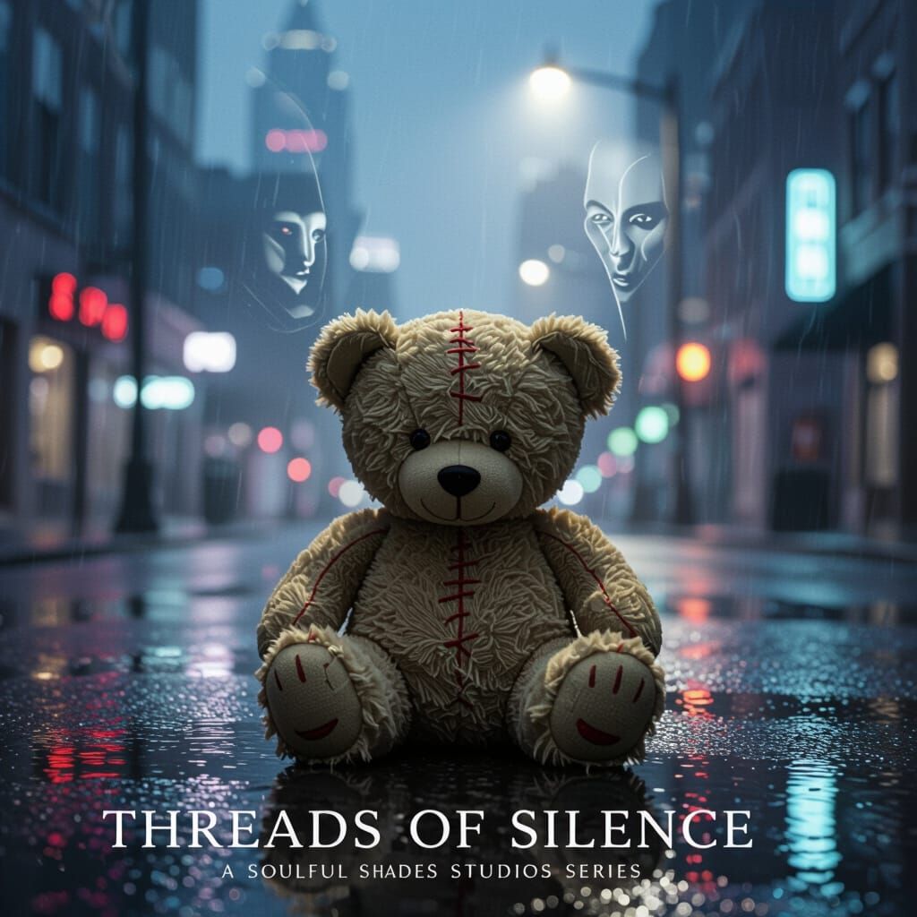 Haunting Concept Art: Teddy Bear on Rainy Street