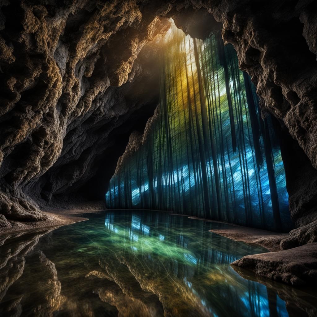 Flooded Labradorite Crystal Cave in Chiaroscuro