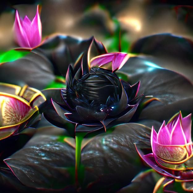 Dramatic Black Lotus Flower Close-Up
