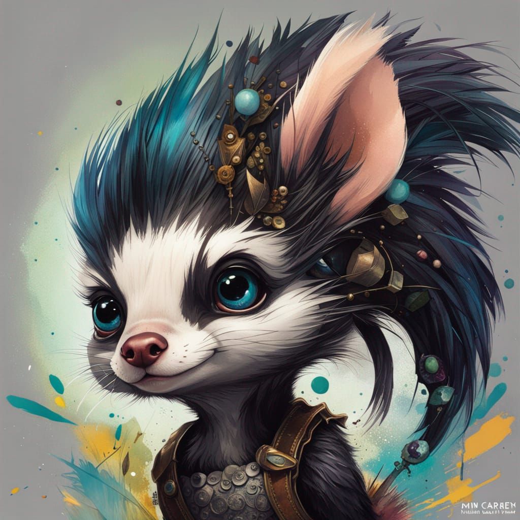 Punk Skunk Portrait: Fantasy Art Style