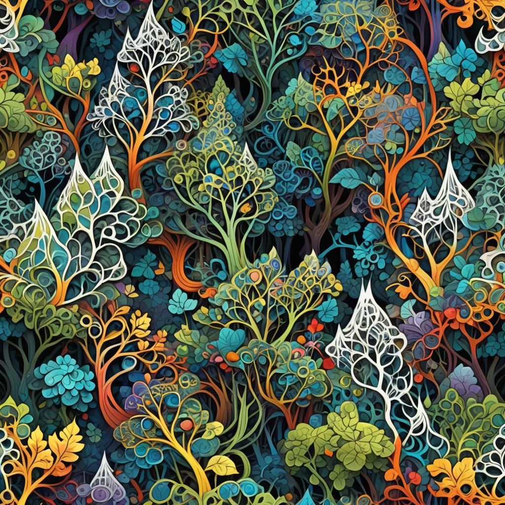 Snow White in Abstract Geometric Forest