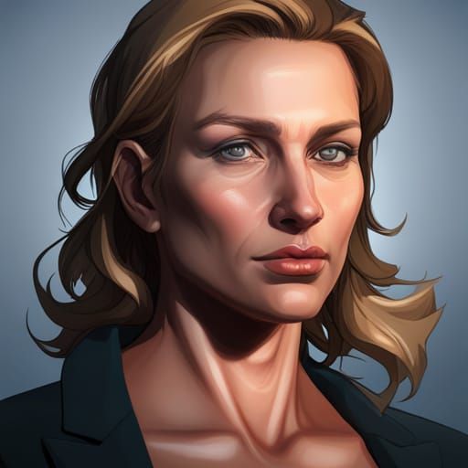 Office Woman Portrait in Hyperdetailed Art Style