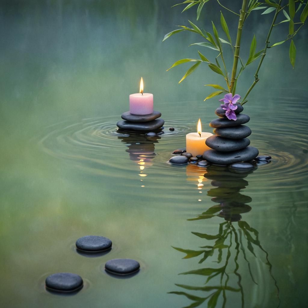 Zen Garden Still Life as Oil Painting