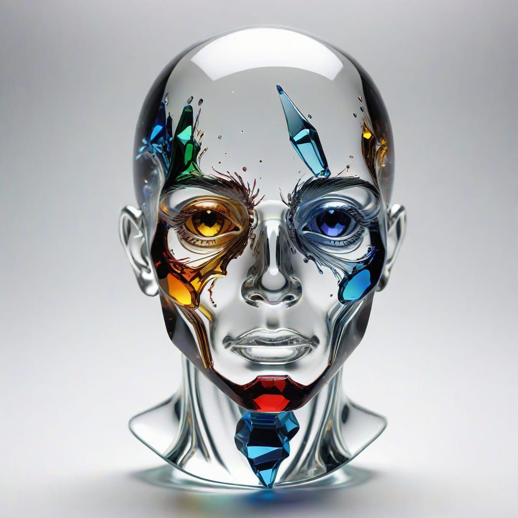 Clear Glass Figure with Vibrant Crystal Core