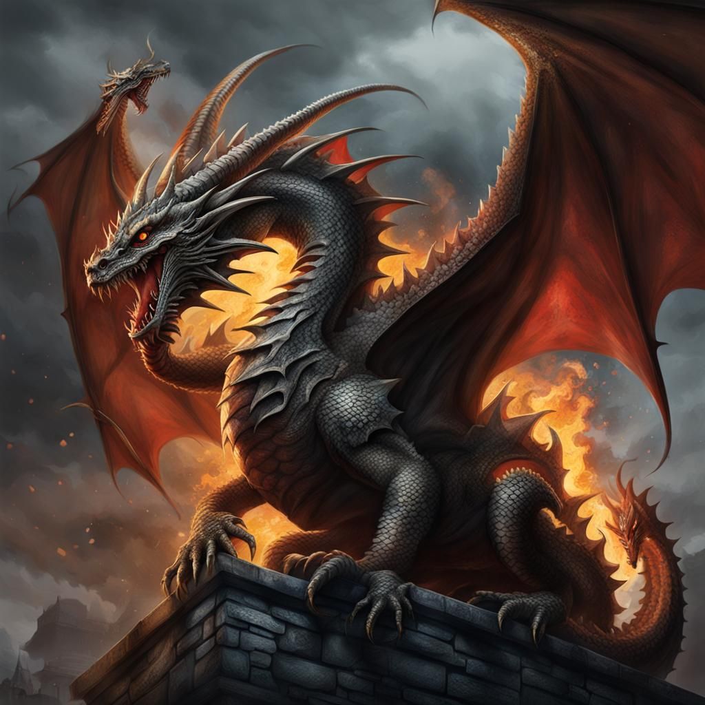 Horrific Dragon Chimera in Horror Style