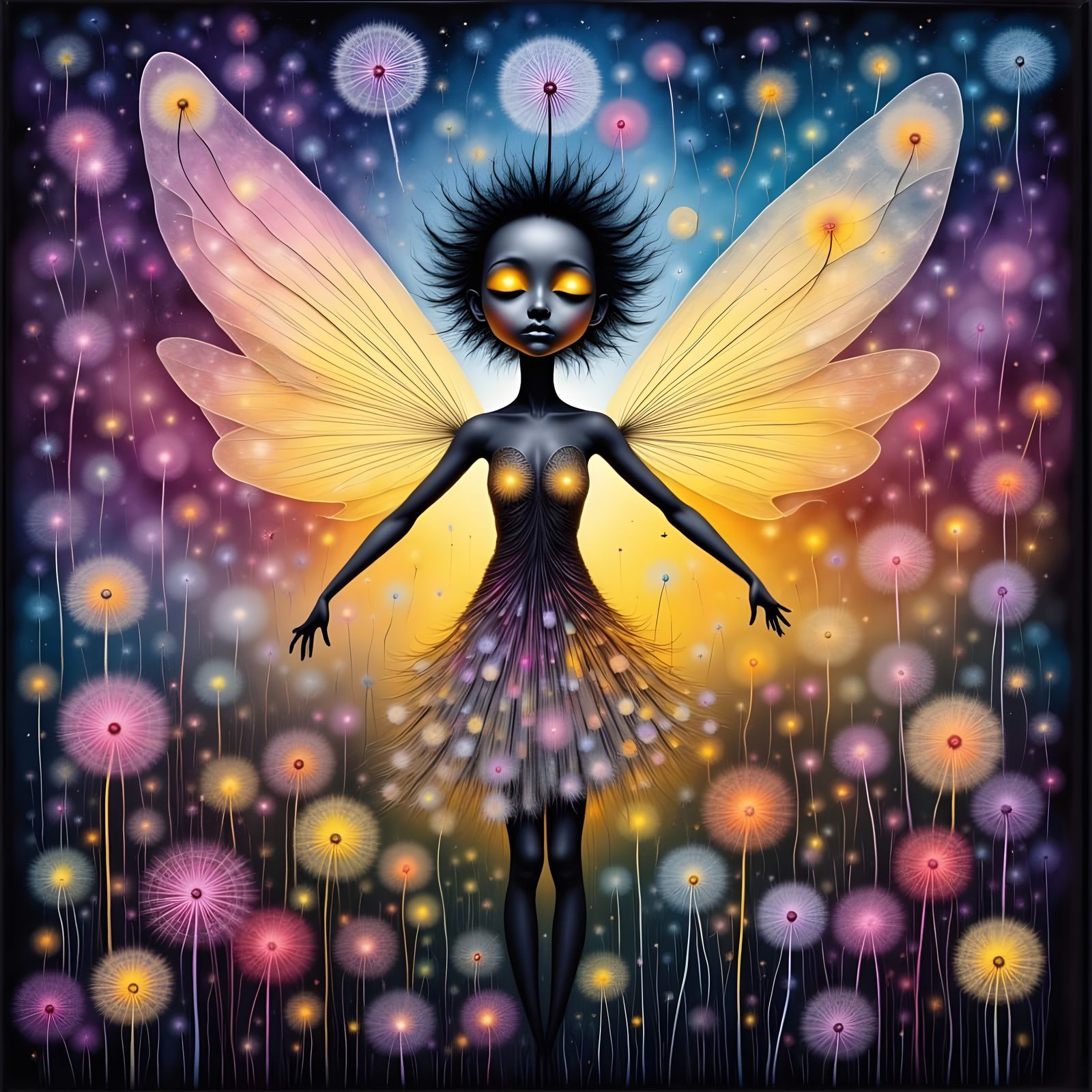 Golden Twilight Fairy Landscape with Vibrant Colors