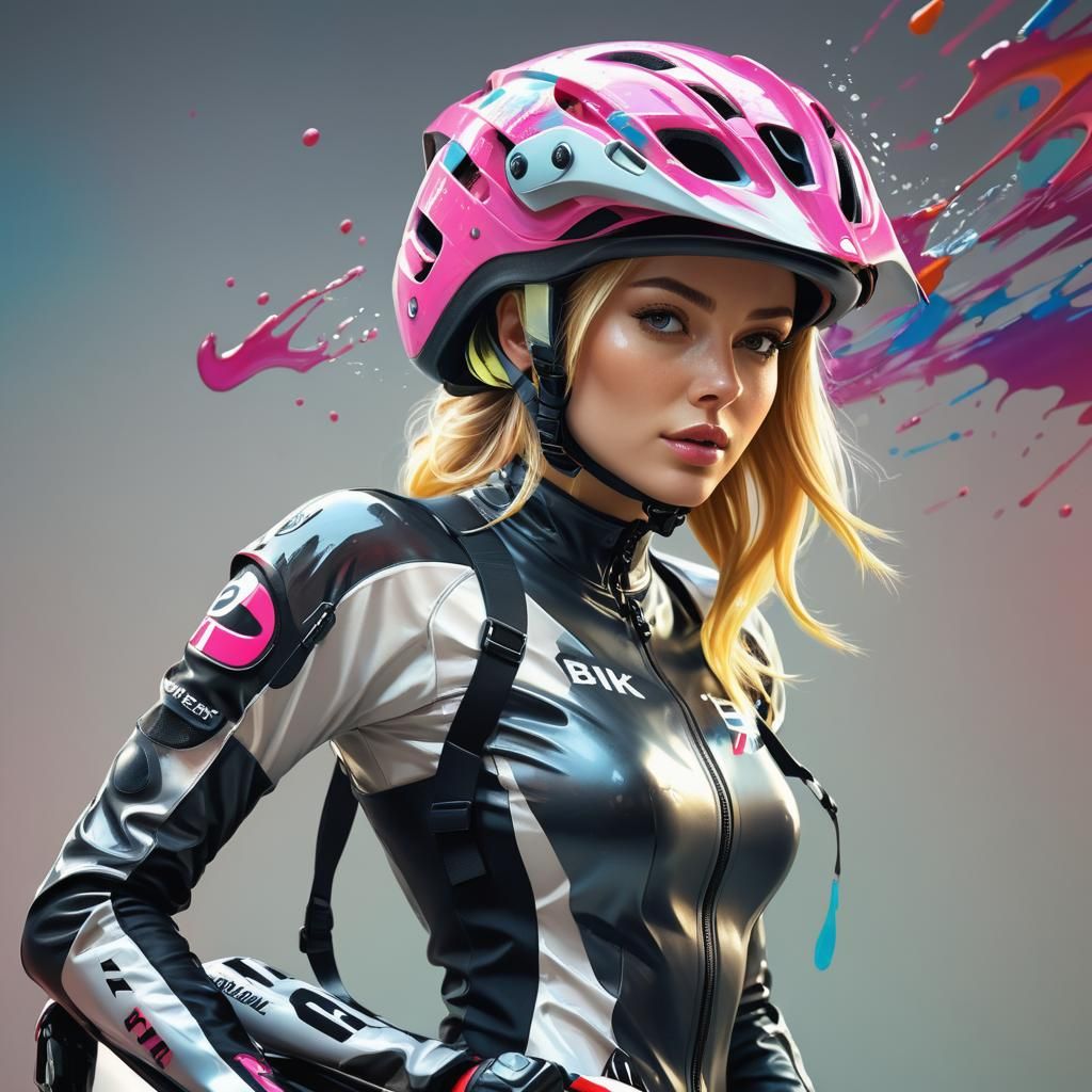Hyperrealistic Portrait of a Woman in Racing Suit