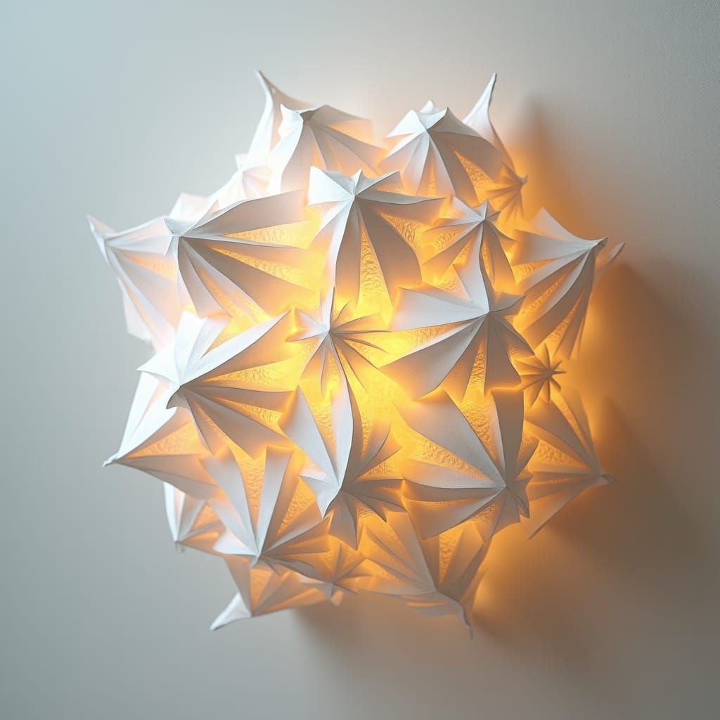 Intricate Origami Papercraft in Dreamy, Ethereal Style