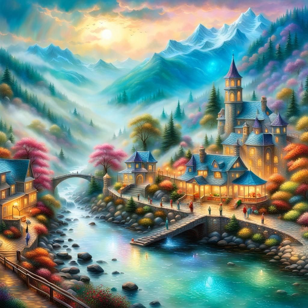 Surreal Magical Landscape with Ethereal Elements
