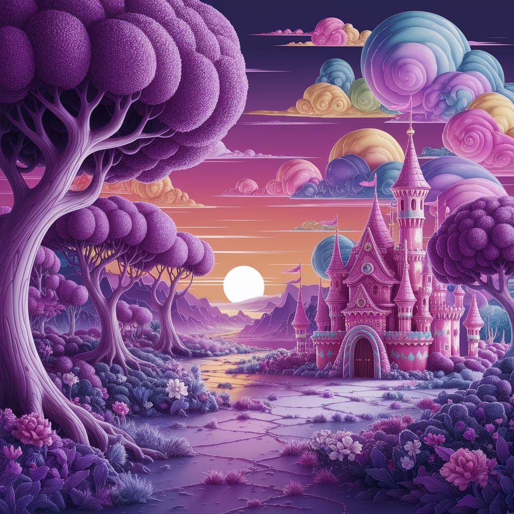 Fantastical Whimsy: A Magical Sunset Realm