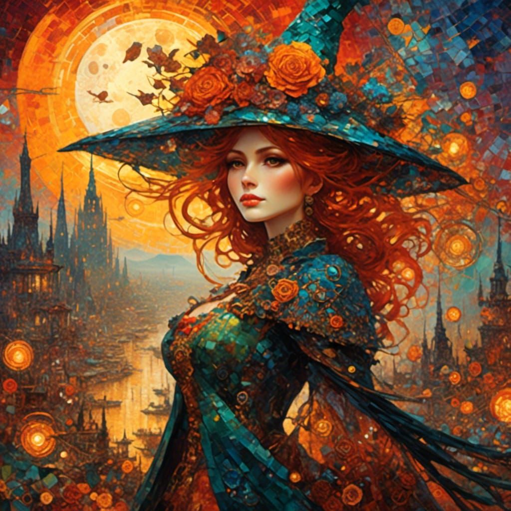 Beautiful Witch with Tile Rising Sun