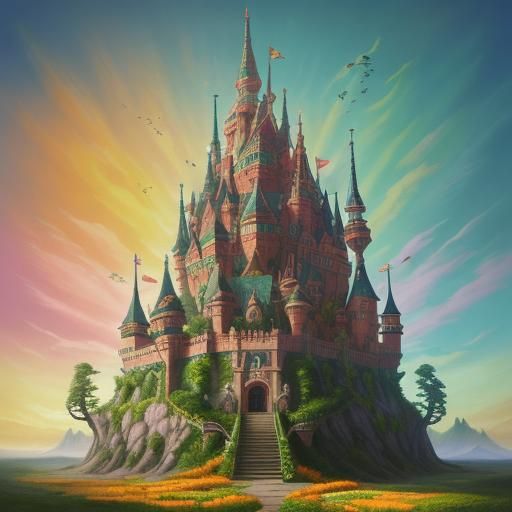 Pineapple Castle at Sunrise: A Digital Art Dreamscape