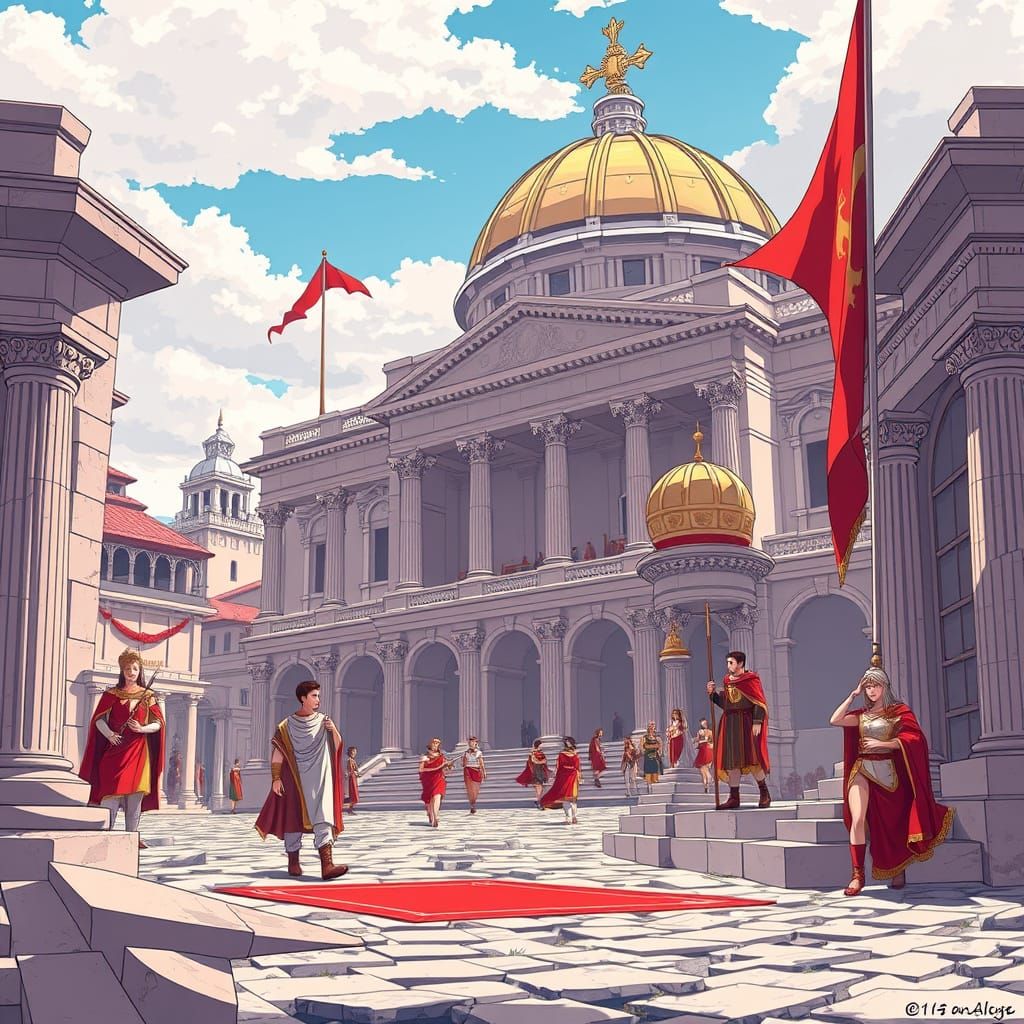 Ancient Rome Reimagined in Vibrant Anime Style