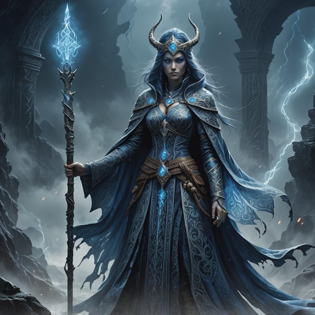 Blue Sorceress at the Abyss Edge