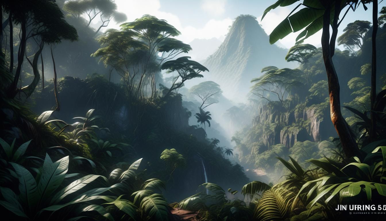 Misty Jungle Mountain Scene in 8k Resolution