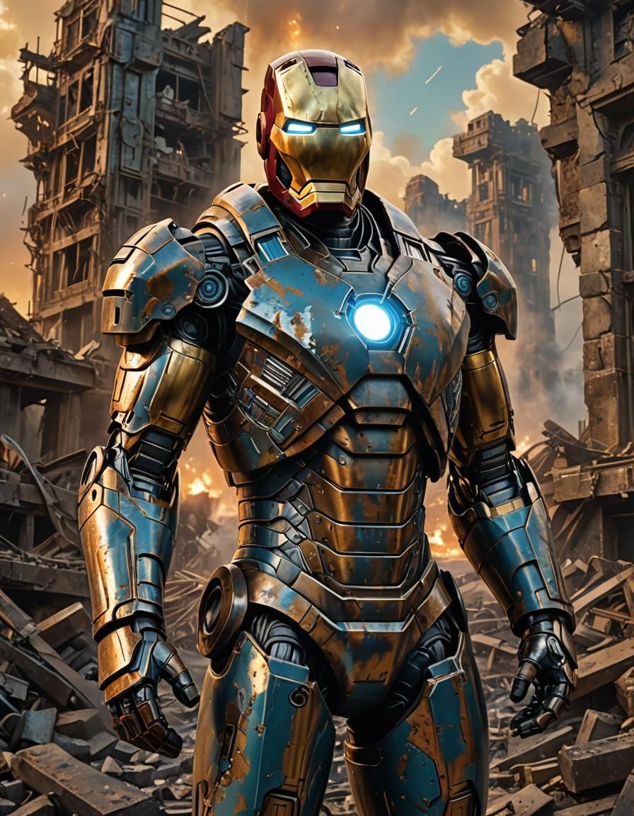 Iron Man in Dieselpunk Camouflage Armor