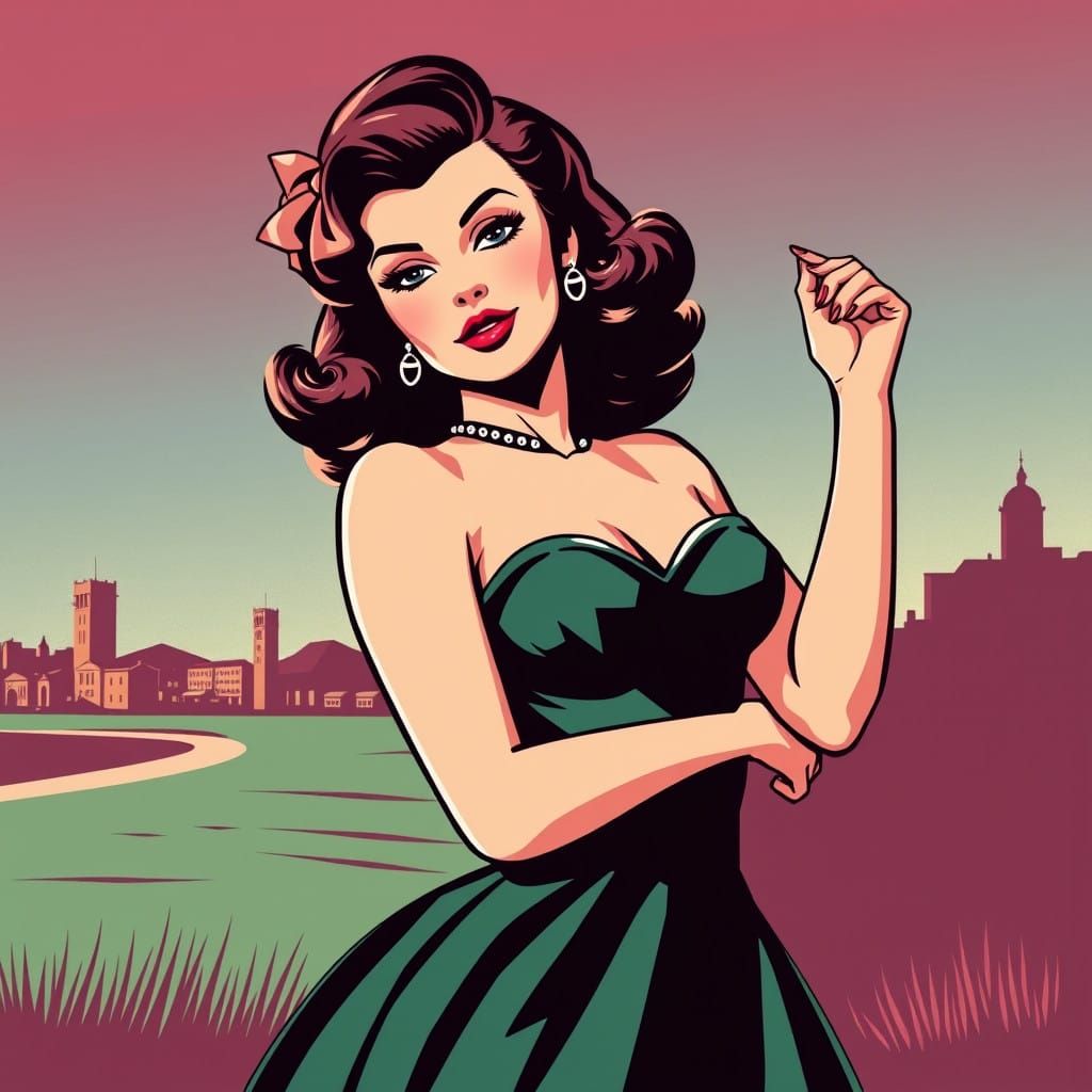 Vintage Pinup Poster Inspired by 1940s Fashion