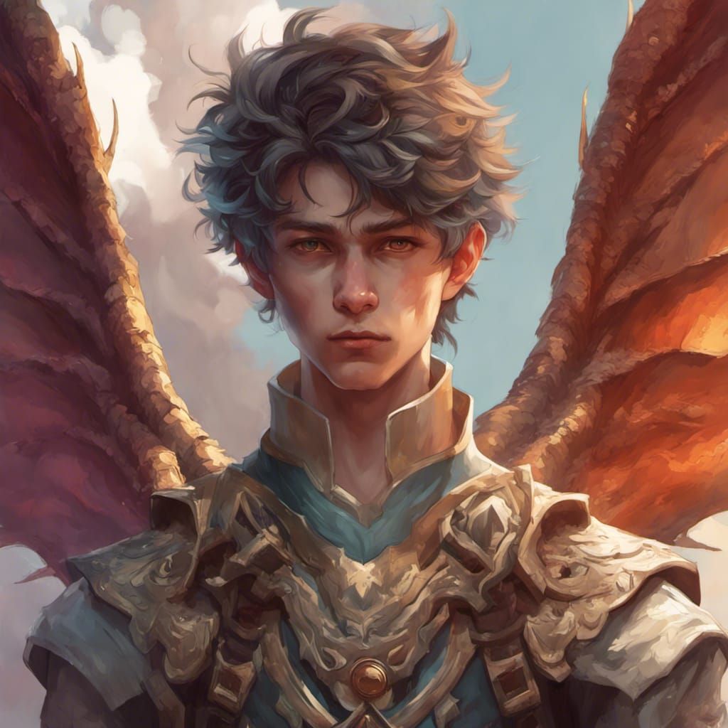 Fluffy Dragon Boy Portrait in Hyperdetailed Style