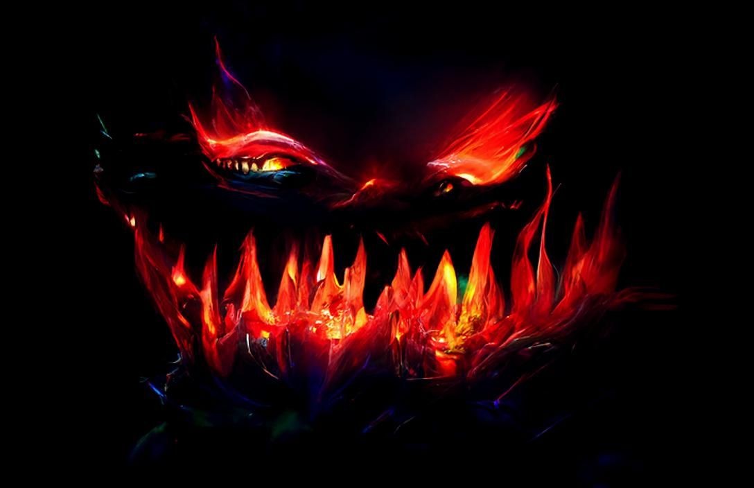 Smiling Evil: Detailed Cel-Shaded Digital Art