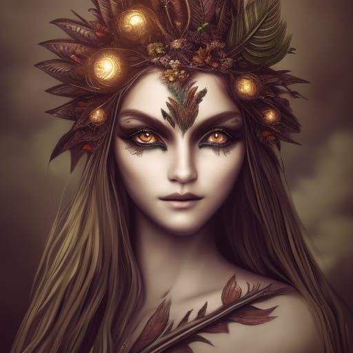 Dryad Fae Portrait with Wildflowers, Renaissance Style