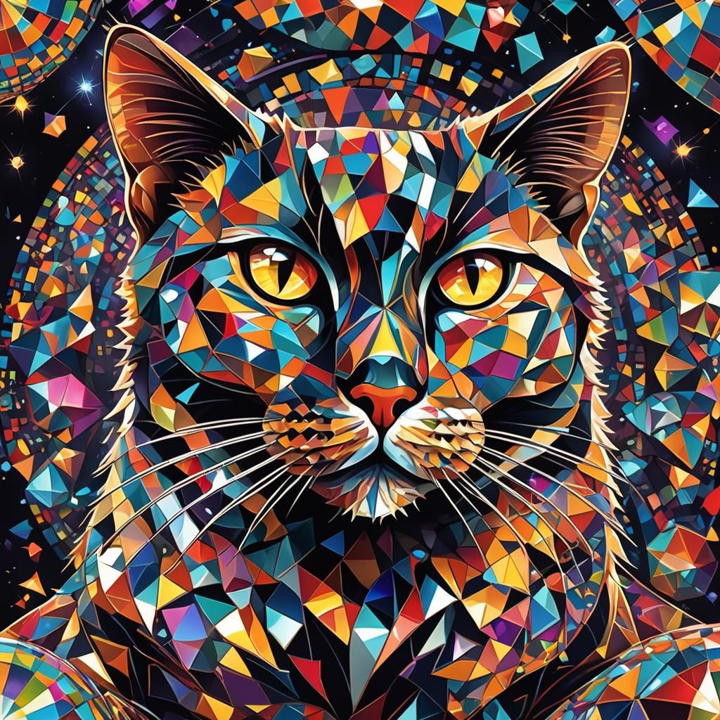 Disco Cat Velvet Bag: Abstract Vector Fractal Art