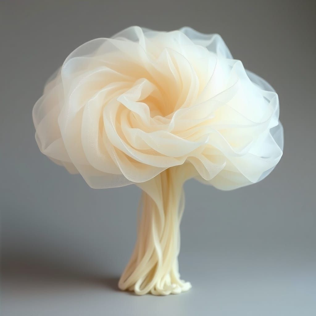 Ethereal Mushroom Form in Delicate Bridal Veil Structure