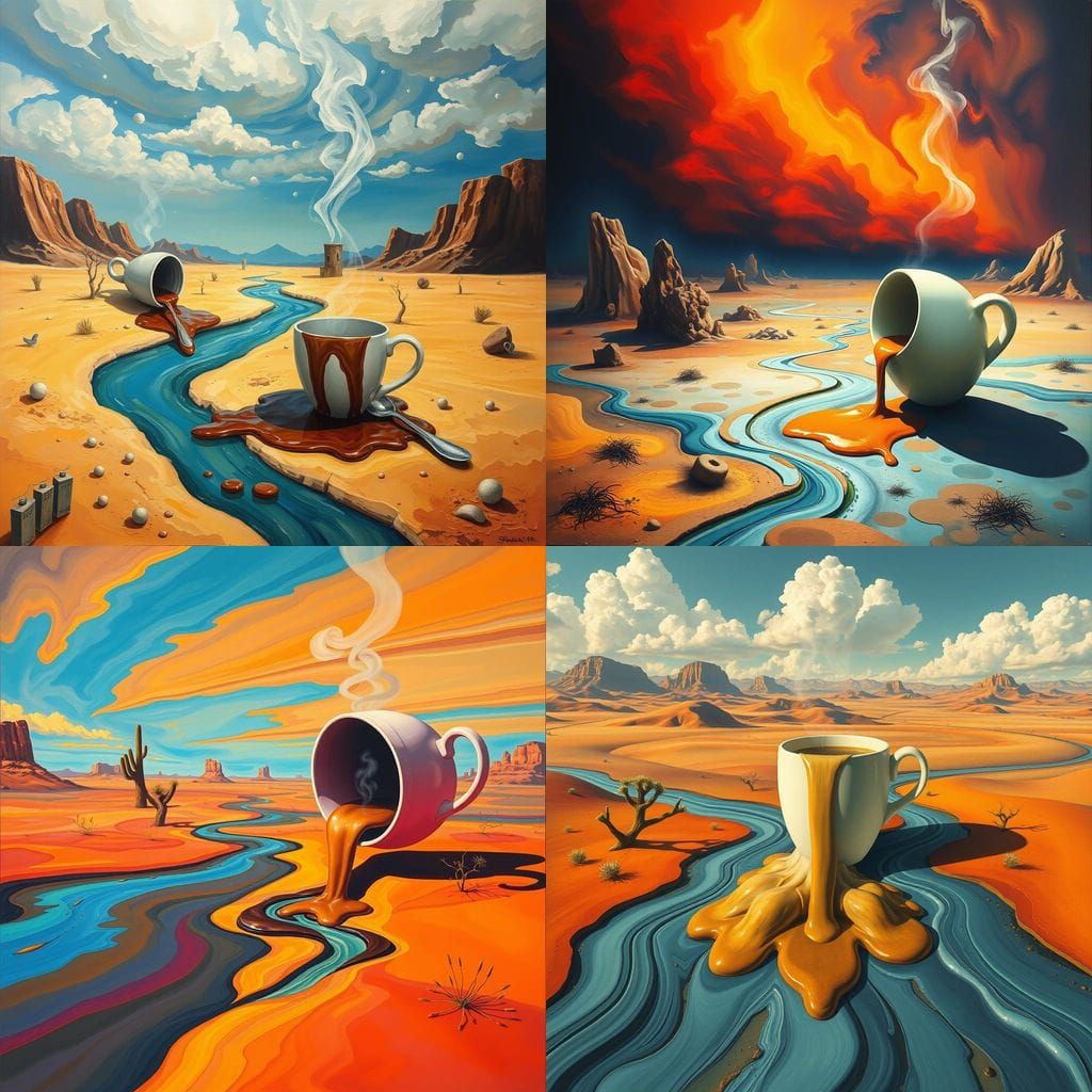 Surreal Desert Dreamscape Inspired by Salvador Dalí