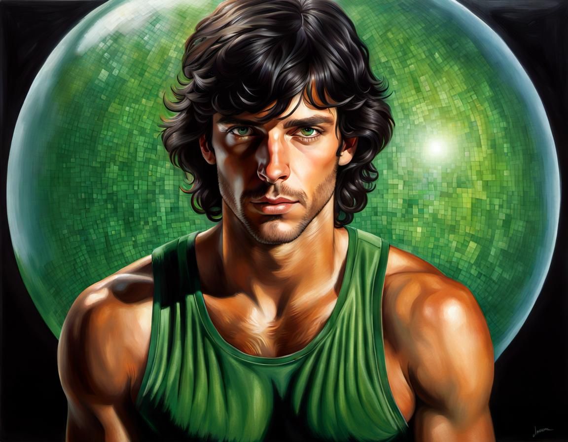 Photorealistic Portrait of Handsome Man in Oil Painting Styl...