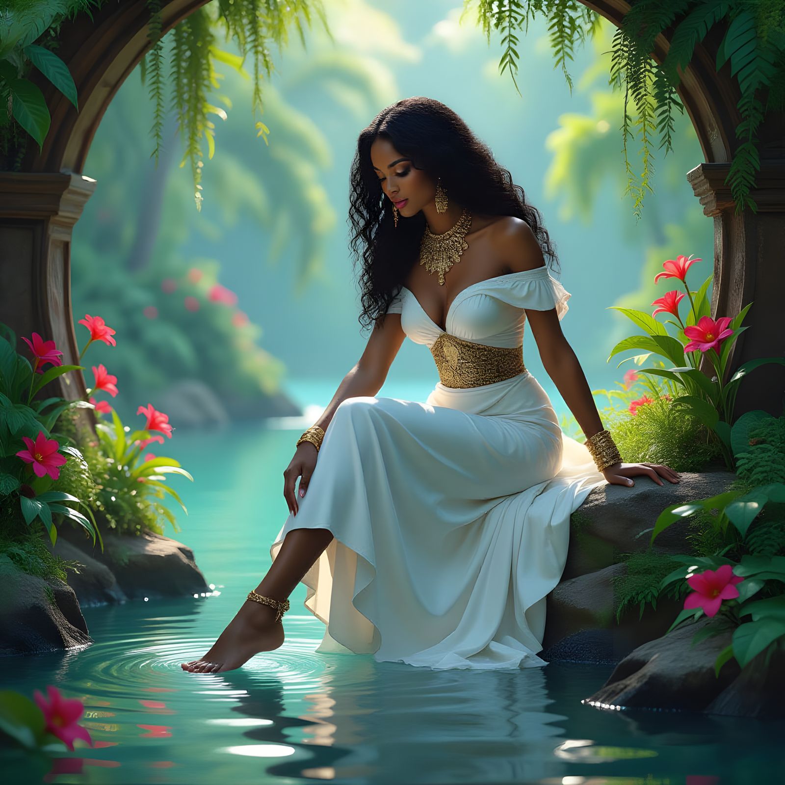 African Goddess at Oasis: Digital Landscape