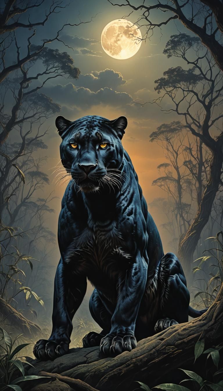 Majestic Panther in Ethereal Moonlight