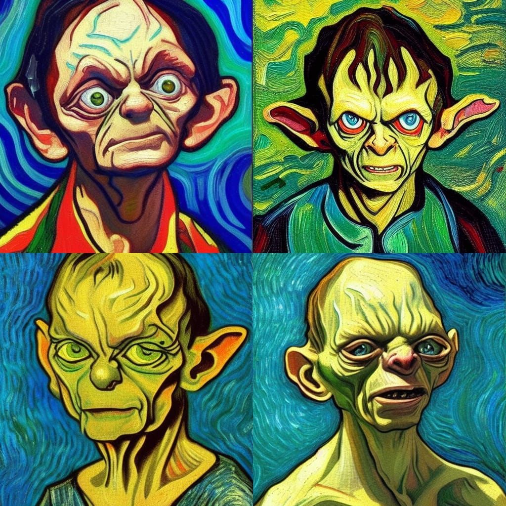 Gollum Portrait in Van Gogh Style