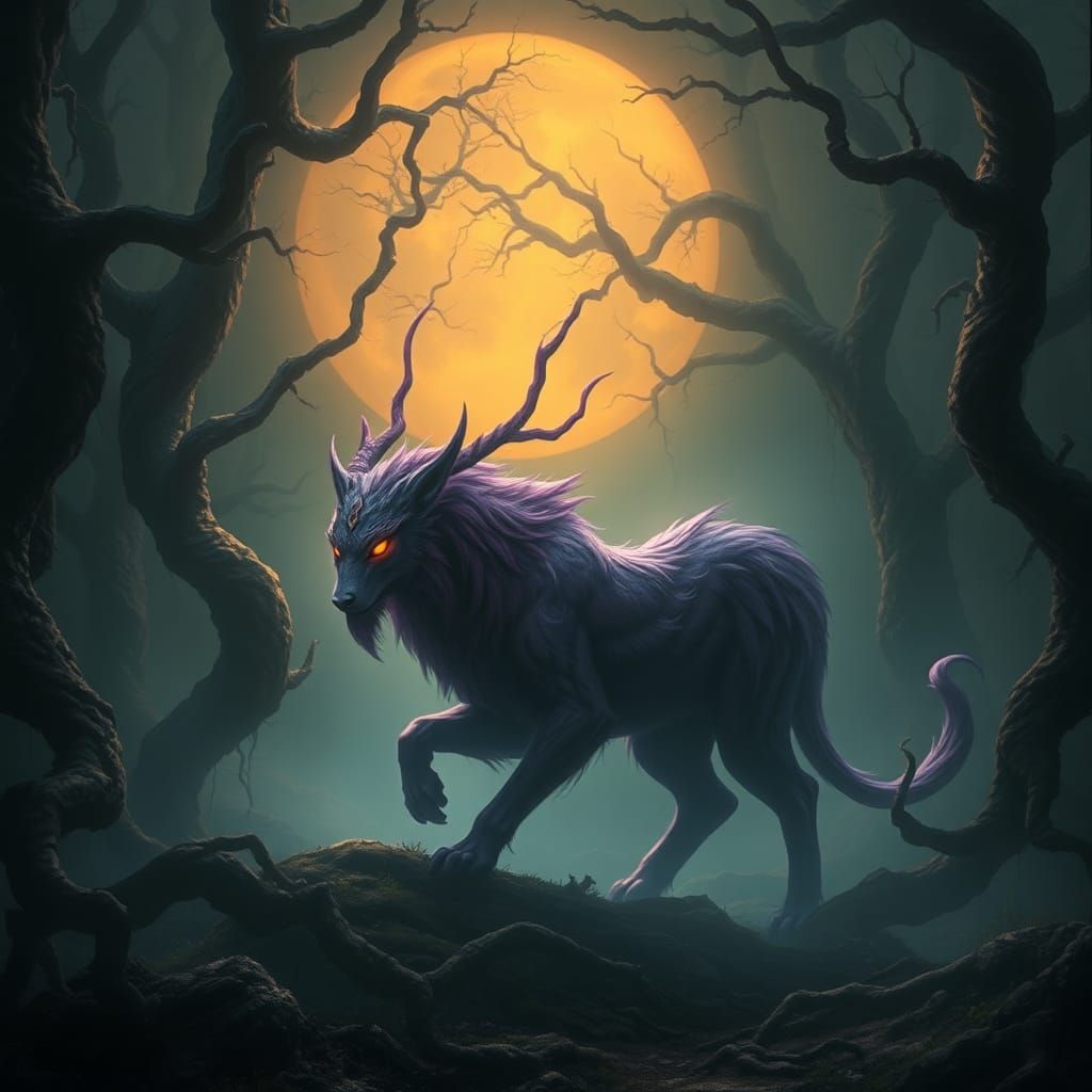 Ethereal Spirit Animal in Mystical Forest