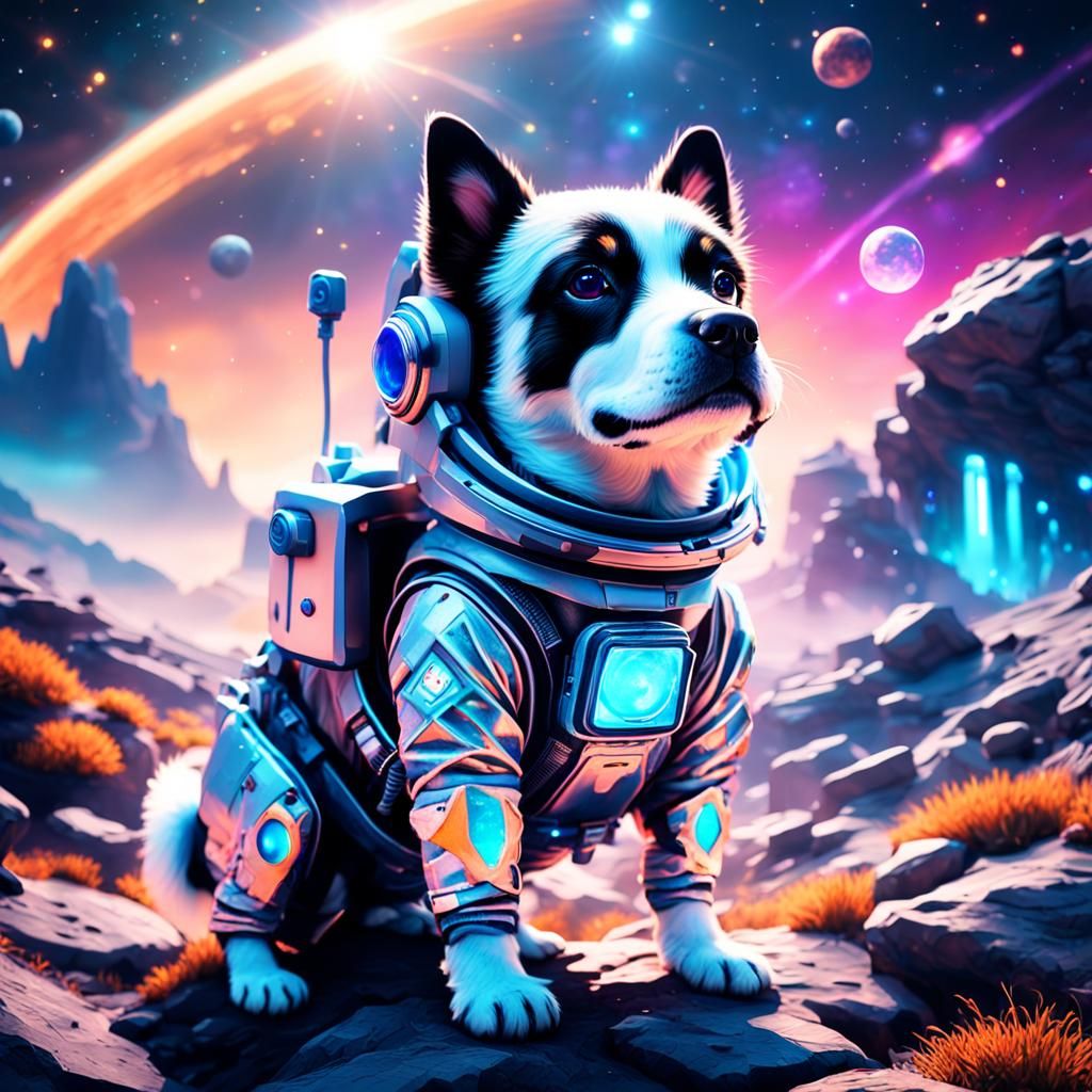 Astronaut Dog on Alien Planet: Matte Painting