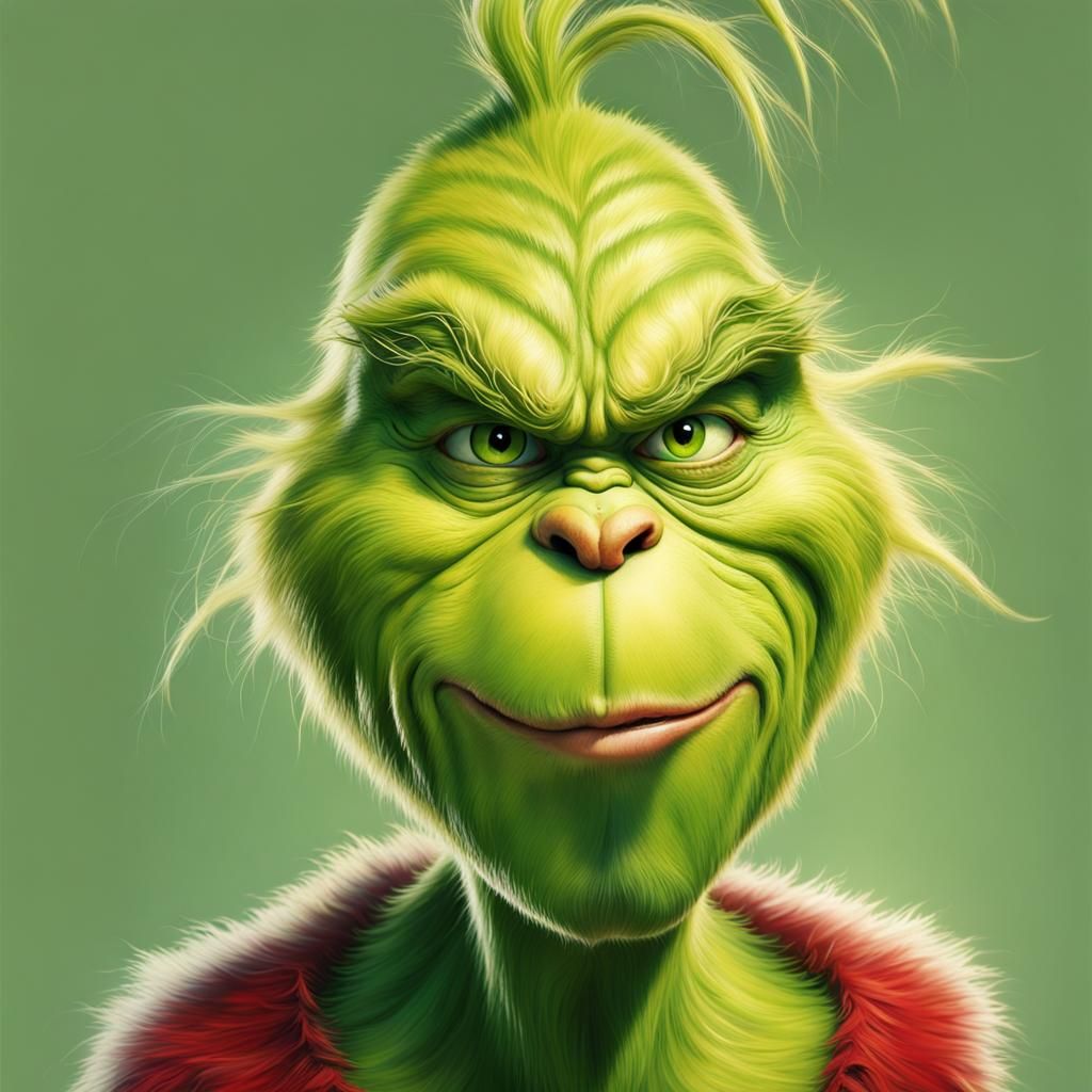 Hyperrealistic Grinch Portrait as Splash Art